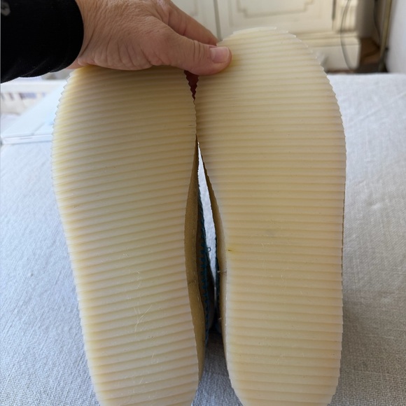 Free peopleNew LaidBack London Setsu Gray Suede blue crochet Shearling Cozy ❤️🎁 - Picture 8 of 10